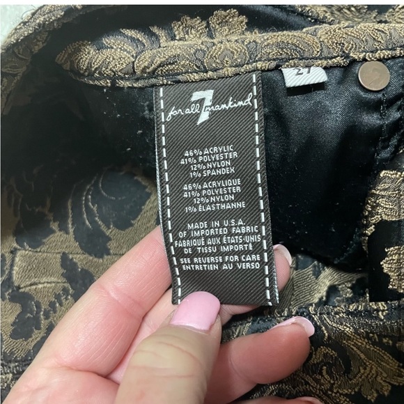 7 For All Mankind black / gold color tapestry skinny pants - Picture 16 of 16